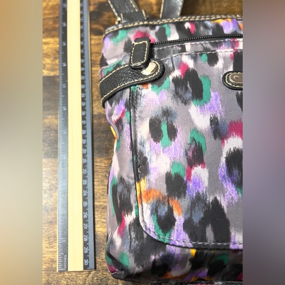 ROSETTI Adjustable Strap Crossbody Bag Tote Purse Black with Multi-Color Pattern - Picture 10 of 10